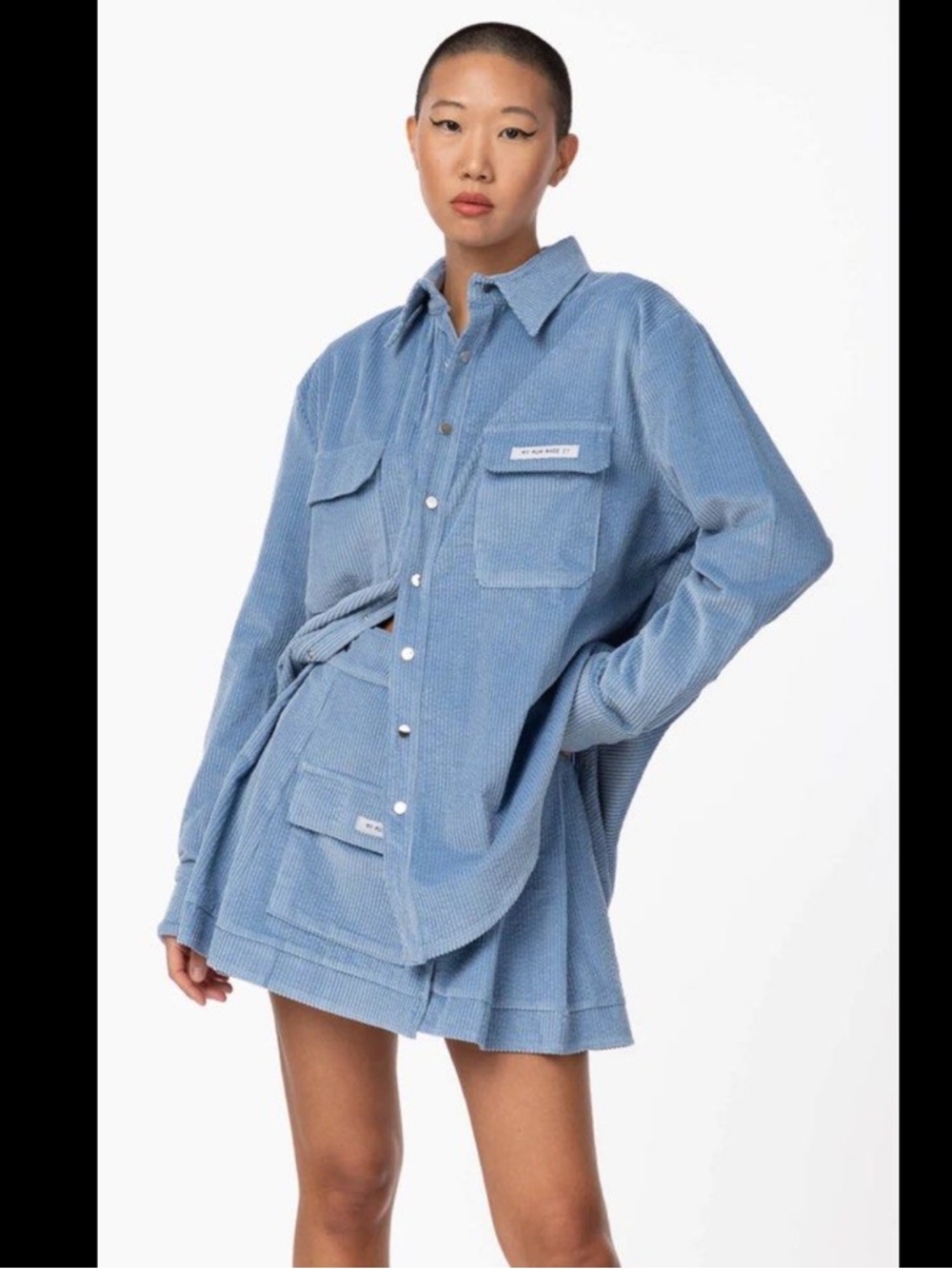MY MUM MADE IT Light Blue Corduroy Oversized Pocket Shirt Jacket